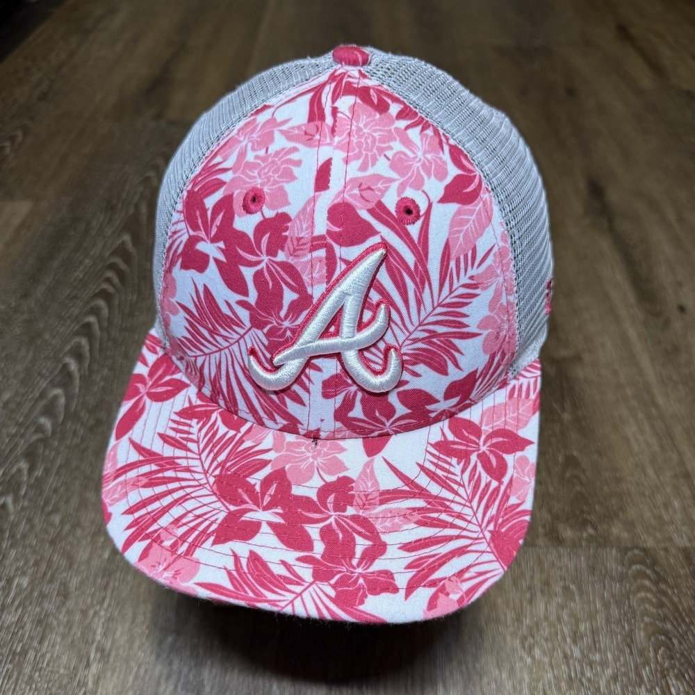 Atlanta Braves Snapback Hat Youth Women Golfer Trucker Hawaii Pink Luau Floral